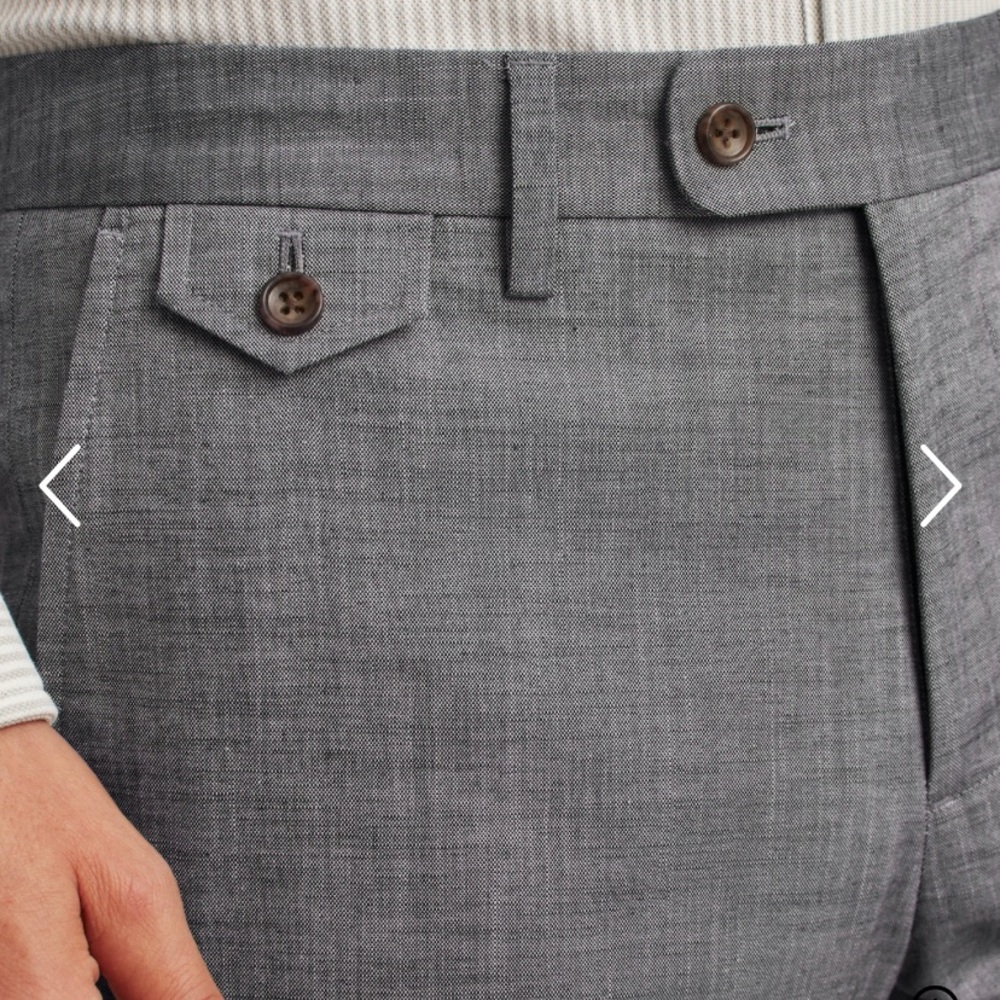 NWT - Bonobos Chambray Stretch Suit Pants - Grey, size 40, raw hem, never worn
